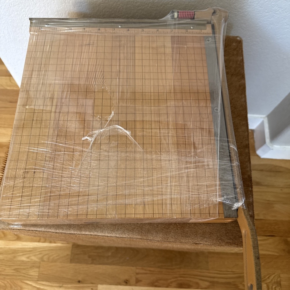 Vintage‎ Ingento No. 4 Paper Cutter Guillotine Trimmer #4 Wood Cast Iron 12"x12"